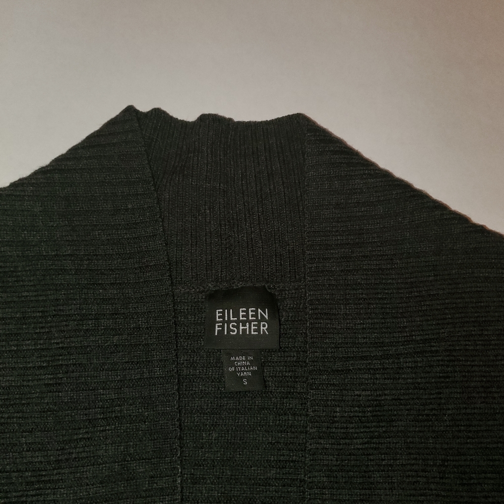Eileen Fisher Charcoal Grey 3/4 length cardigan